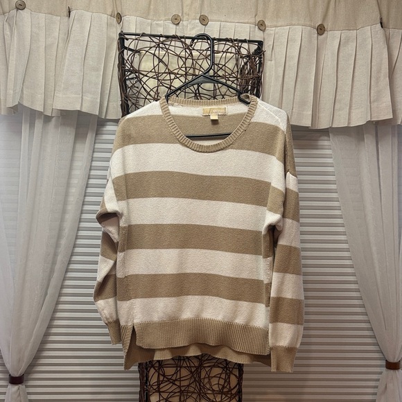 Michael Kors Sweaters - Michael Kors Beige and White Striped Sweater